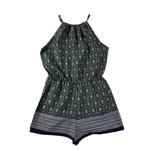 Tramp Romper Womens Small Blue Medallion Halter Neck Boho Summer Festival
